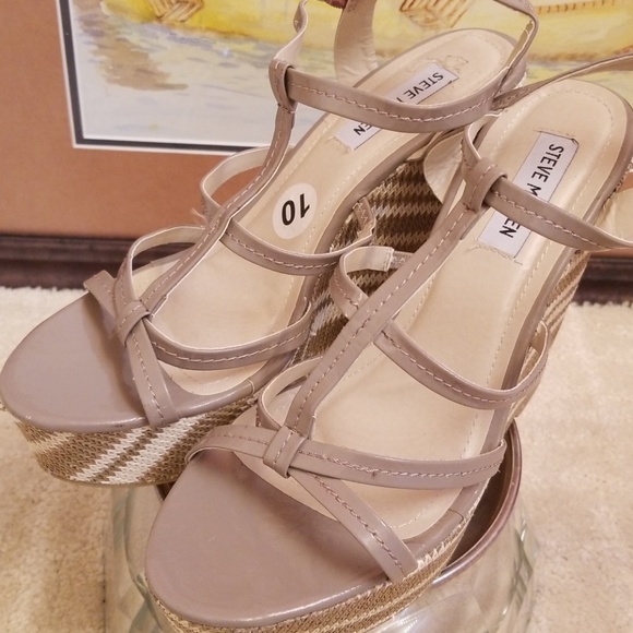 Steve Madden wedge sandals sz 10 beige/Tan - Picture 5 of 7